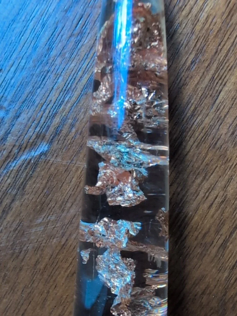Lucite Candle with Copper Flake Accents